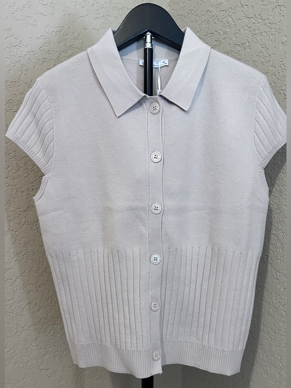 Sleeveless Button-Front Top in Light Beige